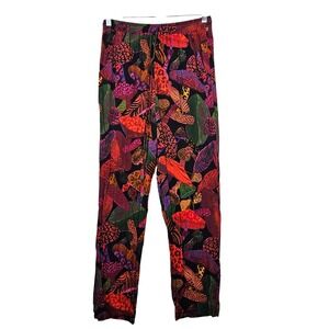 Farm Rio Women's Vibrant Mushroom Print Lounge Pants Drawstring Waist Medium